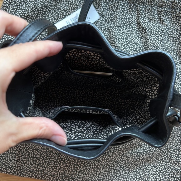 Loeffler Randall black leather and straw drawstring crossbody - Picture 3 of 11